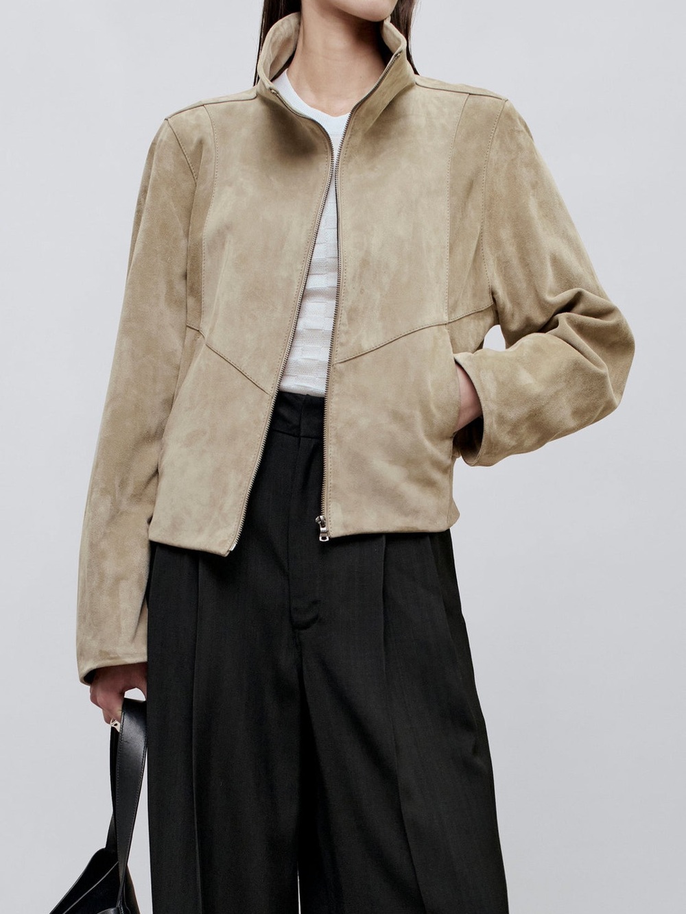 Kallmeyer Liam Leather Bomber Jacket Suede Sand XS